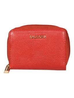 Sassora - Genuine Leather Unisex Red RFID Business Card Holder-Red