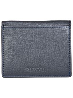 Sassora - Genuine Leather Bi-Fold Small Slim Wallet for Men & Women-Navy Blue