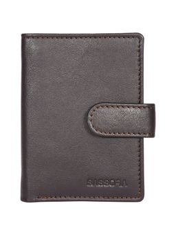 Sassora - Genuine Leather RFID Bi Fold Button Closure Card Holder-Brown