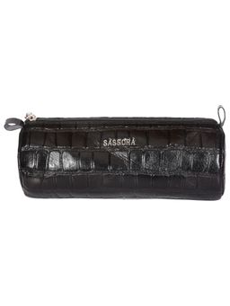 Sassora - Genuine Leather Pen Pencil and Stationery Case-Black