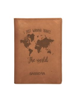Sassora - High Quality Leather Bi-Fold RFID Unisex Tan Passport Cover-Tan