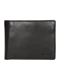 Sassora - Genuine Leather Medium Black RFID Men Wallet (7 Card Slots)-Black
