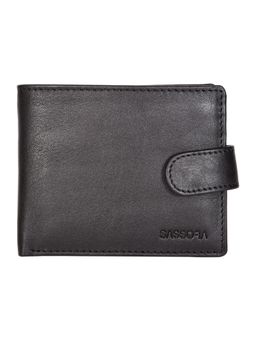 Sassora - Genuine Leather Medium RFID Snap button Closure Wallet-Black