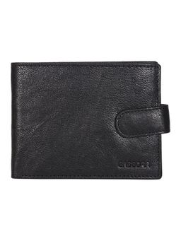 Sassora - Genuine Leather Medium Black RFID Wallet For Boys-Black