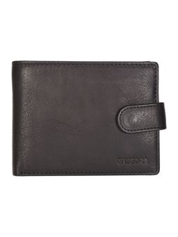 Sassora - Genuine Leather Medium Black RFID Protected Mens Wallet-Black