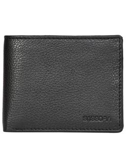 Sassora - Genuine Leather Medium Black Mens RFID Bifold Wallet-Black