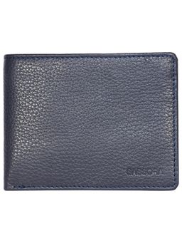 Sassora - Genuine Leather Bifold Solid Pattern Mens RFID Wallet-Navy Blue