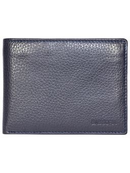 Sassora - Genuine Leather Large Blue Mens RFID Bifold Wallet-Navy Blue