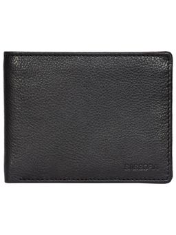 Sassora - Genuine Leather Large Black Mens RFID Bifold Wallet-Black