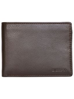 Sassora - Genuine Leather Large Brown Mens RFID Solid Pattern Wallet-Brown