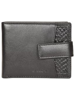 Sassora - Genuine Leather Medium Black Mens RFID Animal Pattern Wallet-Black