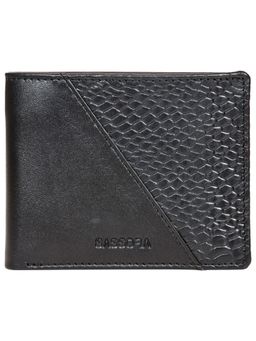 Sassora - Genuine Leather Medium Black Mens RFID Animal Pattern Wallet-Black