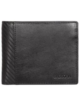 Sassora - Genuine Leather Medium Black Mens RFID Wallet-Black