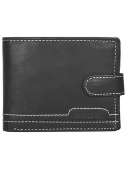 Sassora - Genuine Leather Mens RFID stitching pattern Wallet-Black