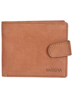 Sassora - Premium Leather Boys RFID Solid Pattern Wallet-Tan