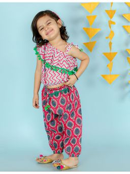 KID1 - Sassy Frill Top with Harem Pants and Bag (Set of 3)