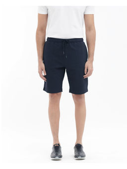 Rare Rabbit - Men Ambet Dusky Navy Blue Plain Relaxed Fit Shorts