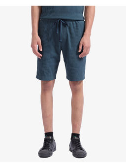 Rare Rabbit - Men Breto-1 Dark Teal Textured Regular Fit Shorts