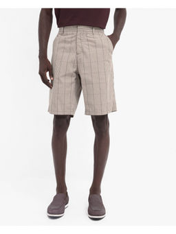 Rare Rabbit - Men Brezi Beige Checked Regular Fit Shorts