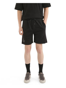 Rare Rabbit - Men Cade-B Black Plain Oversized Fit Shorts