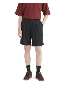 Rare Rabbit - Men Caro-B Black Plain Oversized Fit Shorts