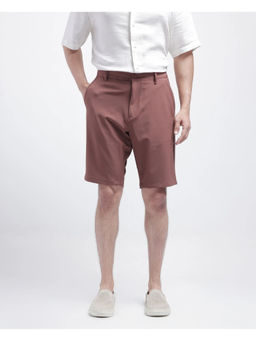 Rare Rabbit - Men Drivo Dusky Rust Plain Regular Fit Shorts