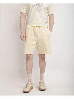 Rare Rabbit - Men Enox Pastel Yellow Embroidered Regular Fit Shorts