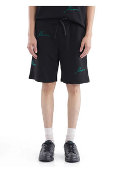 Rare Rabbit - Men Erken-B Black Plain Oversized Fit Shorts