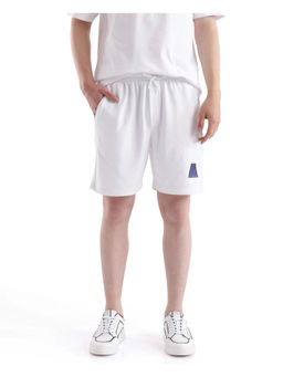 Rare Rabbit - Men Exclaim-B White Plain Oversized Fit Shorts