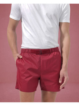 Rare Rabbit - Men Kort Red Plain Regular Fit Shorts