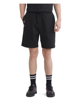 Rare Rabbit - Men Lux Black Plain Relaxed Fit Shorts