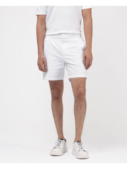 Rare Rabbit - Men Myka White Plain Relaxed Fit Shorts