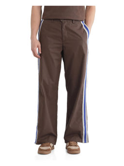 Rare Rabbit - Men Newnon Brown Plain Baggy Fit Pant