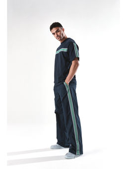 Rare Rabbit - Men Newnon Navy Blue Plain Baggy Fit Pant