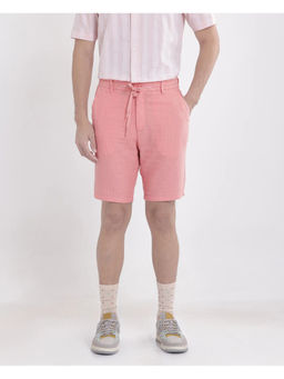 Rare Rabbit - Men Pinto-25 Light Peach Plain Regular Fit Shorts