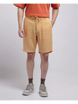 Rare Rabbit - Men Pinto-25 Yellow Plain Regular Fit Shorts