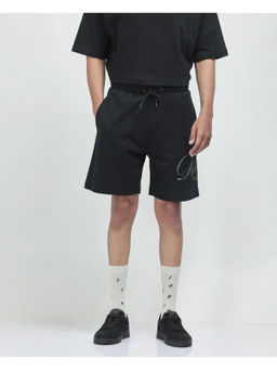 Rare Rabbit - Men Ranot Black Graphic Print Oversized Fit Shorts