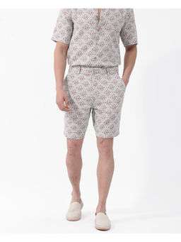 Rare Rabbit - Men Raron Pastel Blue Monogram Print Relaxed Fit Shorts