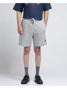 Rare Rabbit - Men Rexon Melange Grey Plain Relaxed Fit Shorts