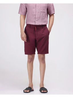 Rare Rabbit - Men Steo Maroon Plain Relaxed Fit Shorts