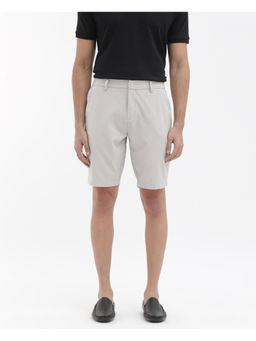 Rare Rabbit - Men Trip-1 Light Grey Plain Relaxed Fit Shorts
