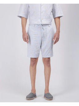 Rare Rabbit - Men Welks Pastel Blue Jacquard Relaxed Fit Shorts