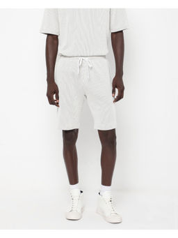Rare Rabbit - Men Zavet-B Off White Striped Regular Fit Shorts