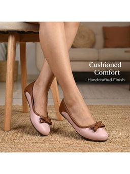 YASSIO - Women Pink Bow Cushioned Ballerinas