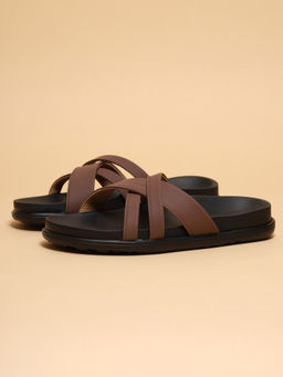 ERIDANI - Women Brooke Brown Criss Cross Comfort Sandals