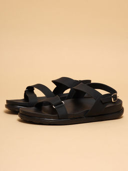 ERIDANI - Women Jyn Black Toe Ring Comfort Sandals