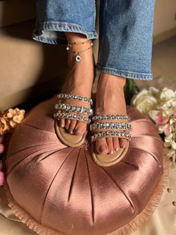Sandal Stories - Women Silver Noor Crystal Royale Embellished Flats