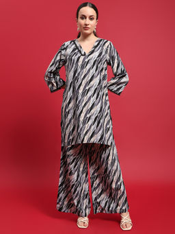 Shree - Women Polyester Grey Abstract Print Co-Ord (Set of 2)
