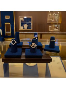 La Trove - Premium Navy Blue Velvet Rings Organizer Display Holders (Pack of 5)