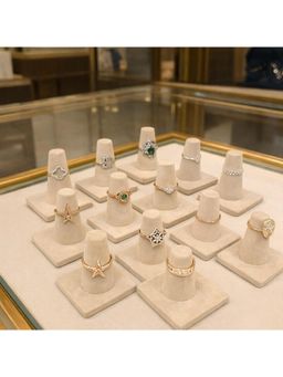 La Trove - Premium Cream Velvet Rings Organizer Display Holders (Pack of 15)